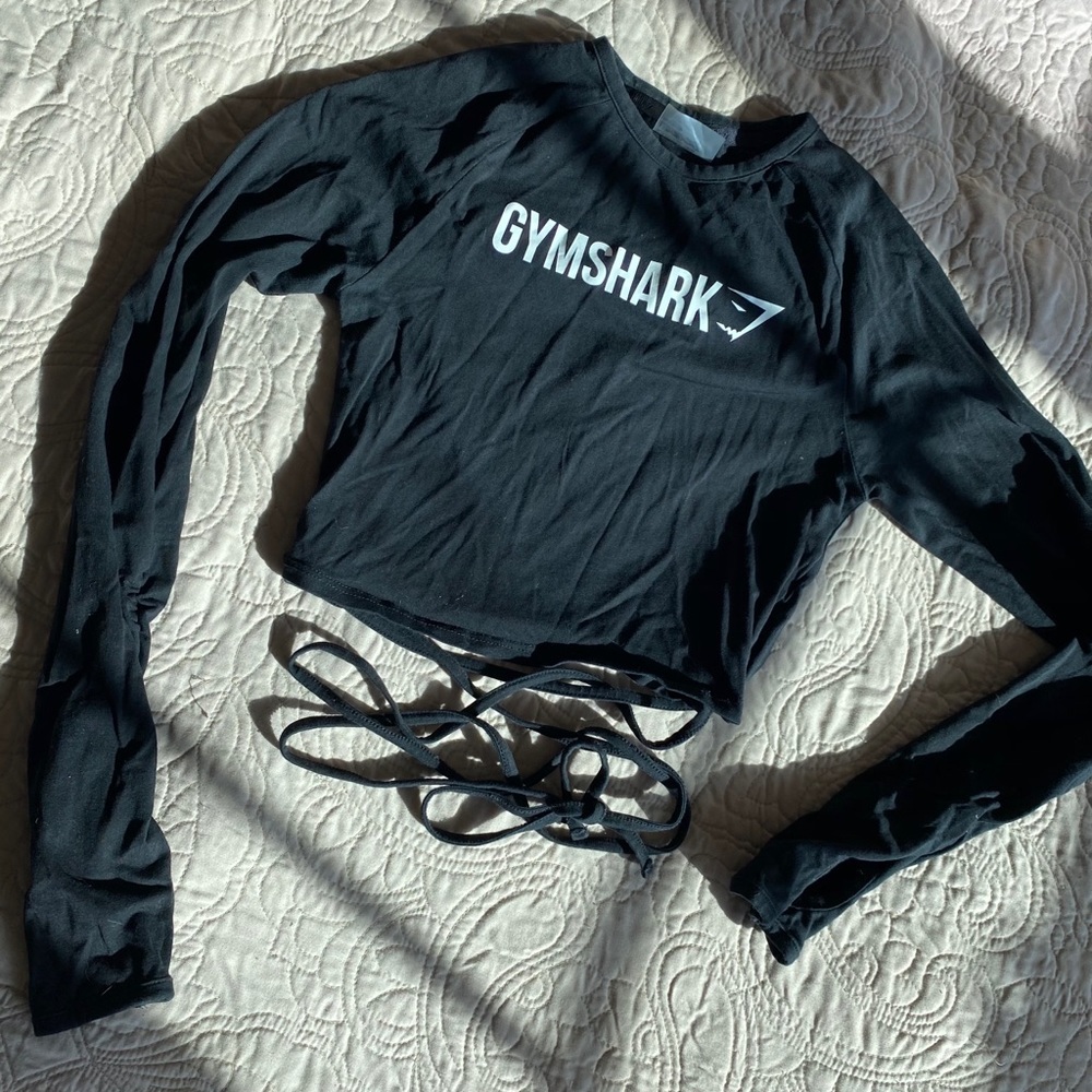 Gymshark Long Sleeve Crop Top w/ Logo & Ties